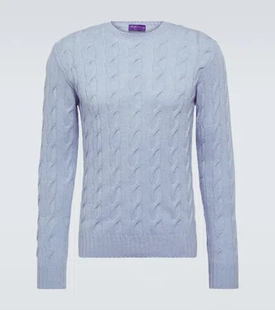 Ralph Lauren Purple Label Cable-knit Cashmere Sweater In Blue