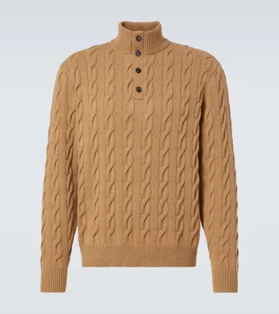 Ralph Lauren Cable-knit Cashmere Sweater In Brown