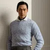 Ralph Lauren Purple Label Cable-knit Cashmere Sweater In Soft Blue Melange