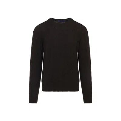 Ralph Lauren Purple Label Cable Pullover In Brown