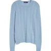 Ralph Lauren Purple Label Cable Stitch Cashmere Crewneck Sweater In Chambray Blue