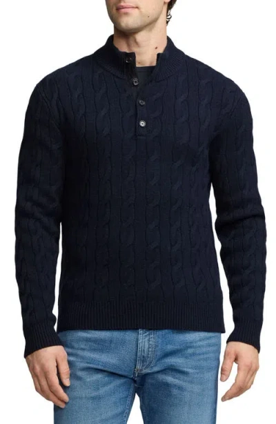 Ralph Lauren Purple Label Cabled Cashmere Henley Jumper In Blue