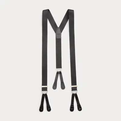 Ralph Lauren Purple Label Caiman-trimmed Suspenders In Black