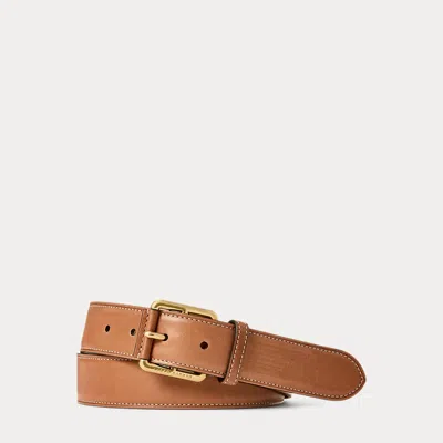 Ralph Lauren Calfskin Roller-buckle Belt In Gold