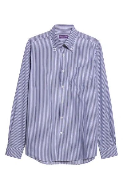 Ralph Lauren Purple Label Cameron Stripe Cotton Button-down Shirt In Blue