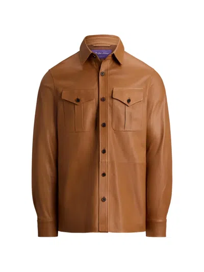 Ralph Lauren Purple Label Hemdjacke Mit Aufgesetzten Taschen In Brown