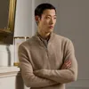 Ralph Lauren Purple Label Cashmere Birdseye Quarter-zip Sweater In Oatmeal Multi