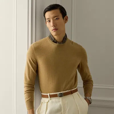 Ralph Lauren Cashmere Crewneck Sweater In Camel Melange