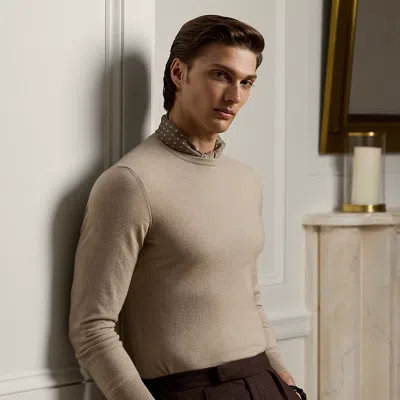 Ralph Lauren Cashmere Crewneck Sweater In Oatmeal Melange