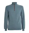 Ralph Lauren Birdseye Cashmere Quarter-zip Sweater In Blue Multi