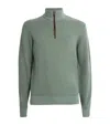 Ralph Lauren Mesh-knit Cotton Quarter-zip Sweater In Green