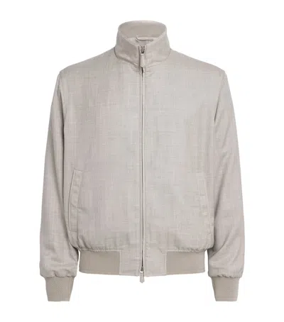 Ralph Lauren Purple Label Cashmere-silk Felton Bomber Jacket In White