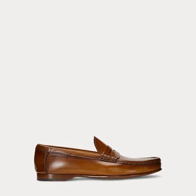 Ralph Lauren Chalmers Burnished Calfskin Penny Loafer In Tan