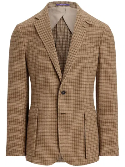 Ralph Lauren Checked Single-breasted Blazer In Neutrals