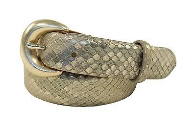 Pre-owned Ralph Lauren Purple Label Collection Skinny Champagne Python Belt S $895 In Ivory