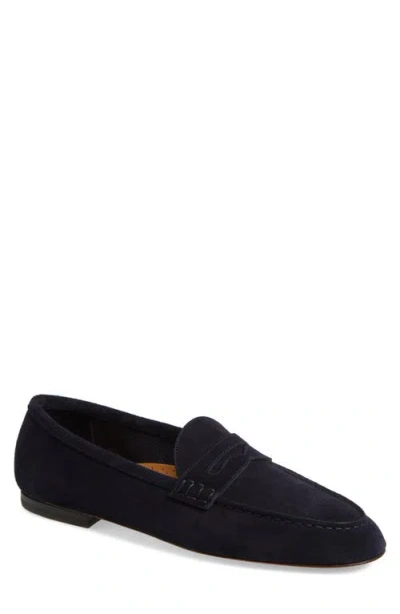 Ralph Lauren Purple Label Collins Suede Penny Loafer In Classic Chairman Navy