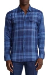 Ralph Lauren Purple Label Cooper Plaid Linen Sport Shirt In Indigo Blue Multi