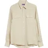 Ralph Lauren Purple Label Cooper Silk & Linen Button-up Shirt In Neutral