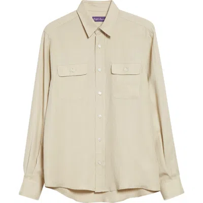 Ralph Lauren Purple Label Cooper Silk & Linen Button-up Shirt In Neutral