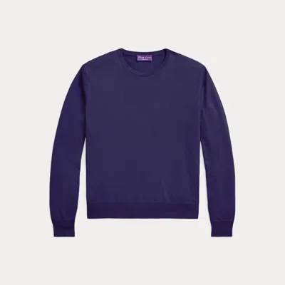 Ralph Lauren Purple Label Cotton Crewneck Jumper In Blue