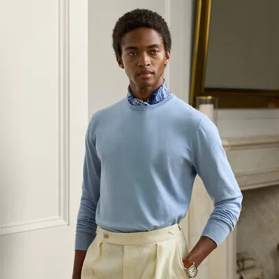 Ralph Lauren Cotton Crewneck Sweater In Powder Blue