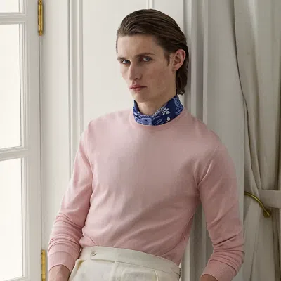 Ralph Lauren Cotton Crewneck Sweater In Soft Pink