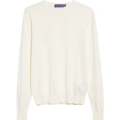 Ralph Lauren Purple Label Cotton Crewneck Sweater In White