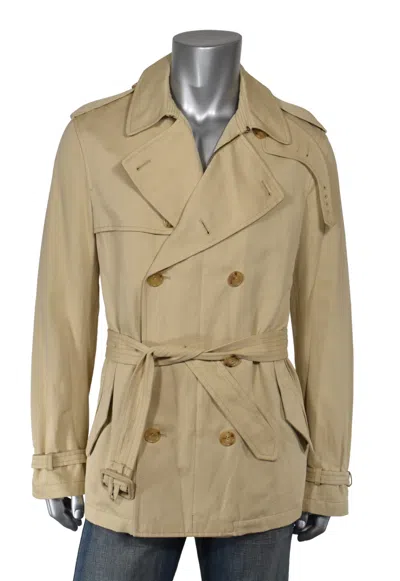Pre-owned Ralph Lauren Purple Label Cotton Linen Safari Trench Coat Jacket $2495 In Brown