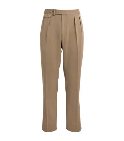 Ralph Lauren Purple Label Cotton-wool Twill Tailored Trousers In Brown