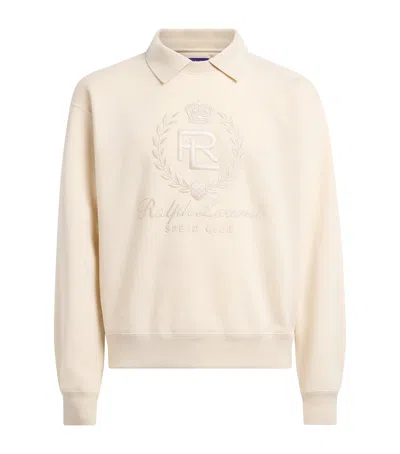 Ralph Lauren Purple Label Cotton-cashmere Crest Collar Sweatshirt In Neutral