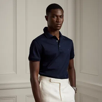 Ralph Lauren Custom Slim Fit Piqué Polo Shirt In Classic Chairman Navy