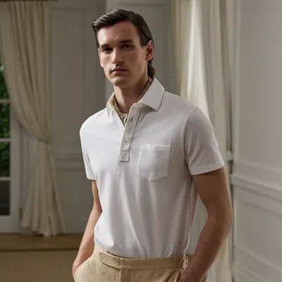 Ralph Lauren Custom Slim Fit Washed Piqué Polo Shirt In Classic White