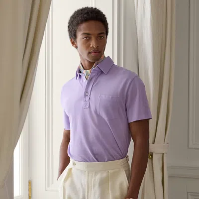 Ralph Lauren Custom Slim Fit Washed Piqué Polo Shirt In Lilac Breeze