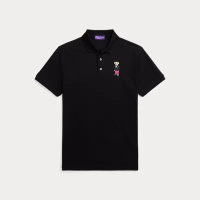 Ralph Lauren Purple Label Custom Slim Polo Bear Pique Polo Shirt In Black