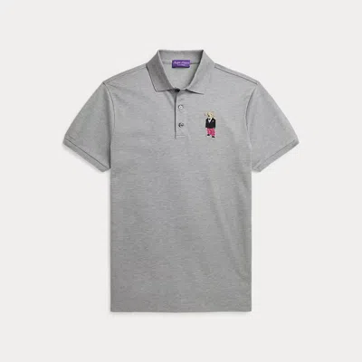 Ralph Lauren Purple Label Custom Slim Polo Bear Pique Polo Shirt In Grey