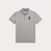 Ralph Lauren Custom Slim Polo Bear Pique Polo Shirt In Light Grey Heather