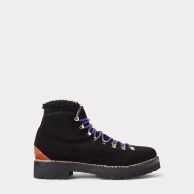 Ralph Lauren Purple Label Darrow Shearling-lined Calf-suede Boot In Black