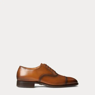 Ralph Lauren Purple Label Denver Burnished Calfskin Cap-toe Shoe In Brown