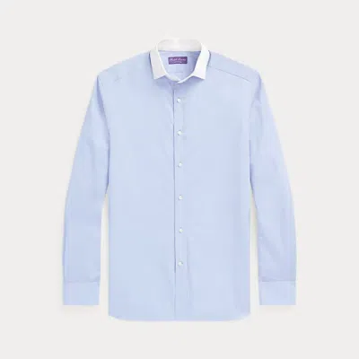 Ralph Lauren Purple Label End-on-end Poplin-collar Shirt In Blue