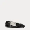 Ralph Lauren Engine-turned-buckle Alligator Belt In Black