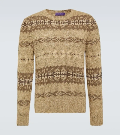 Ralph Lauren Purple Label Fair Isle Silk And Wool Sweater In Tan Multi
