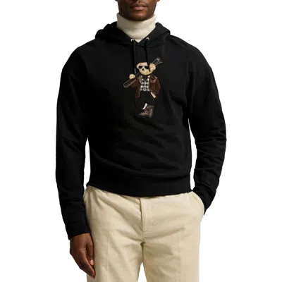 RALPH LAUREN RALPH LAUREN PURPLE LABEL FELPA BEAR APPLIQUÉ COTTON & CASHMERE HOODIE