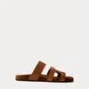 Ralph Lauren Fisher Calfskin Slide Sandal In Gold