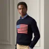 Ralph Lauren Flag Cashmere Knit Sweater In Black