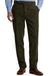 Ralph Lauren Purple Label Flat Front Wool & Silk Blend Tick Weave Suit Pants In Green