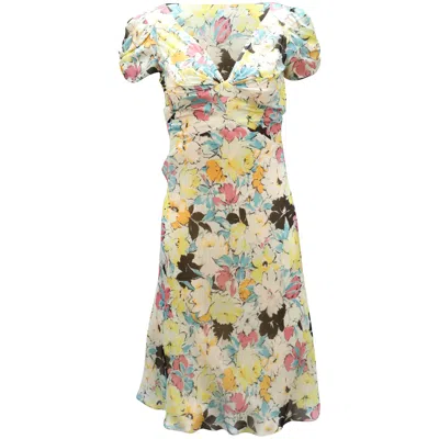 Polo Ralph Lauren Purple Label Floral Print Dress In Multicolor Silk
