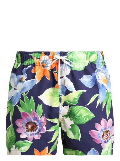 Ralph Lauren Floral-print Swim Shorts In Navy Multi