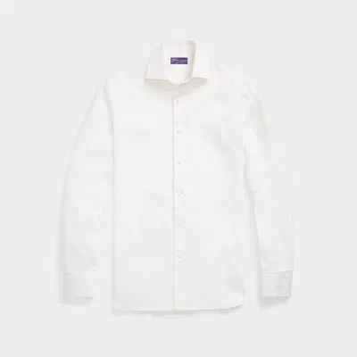 Ralph Lauren Purple Label French Cuff Linen Tuxedo Shirt In White