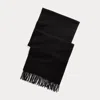 Ralph Lauren Fringe Cashmere Scarf In Black