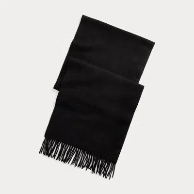 Ralph Lauren Fringe Cashmere Scarf In Black